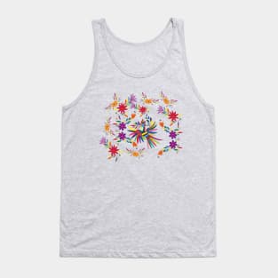 Mexican handmade embroidery multicolor otomí tenango bird and flowers Tank Top